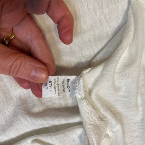 NWT Michael Stars White Relaxed Fit Scoop Neck Tank Top Minimalist Boho One Size - Picture 10 of 11